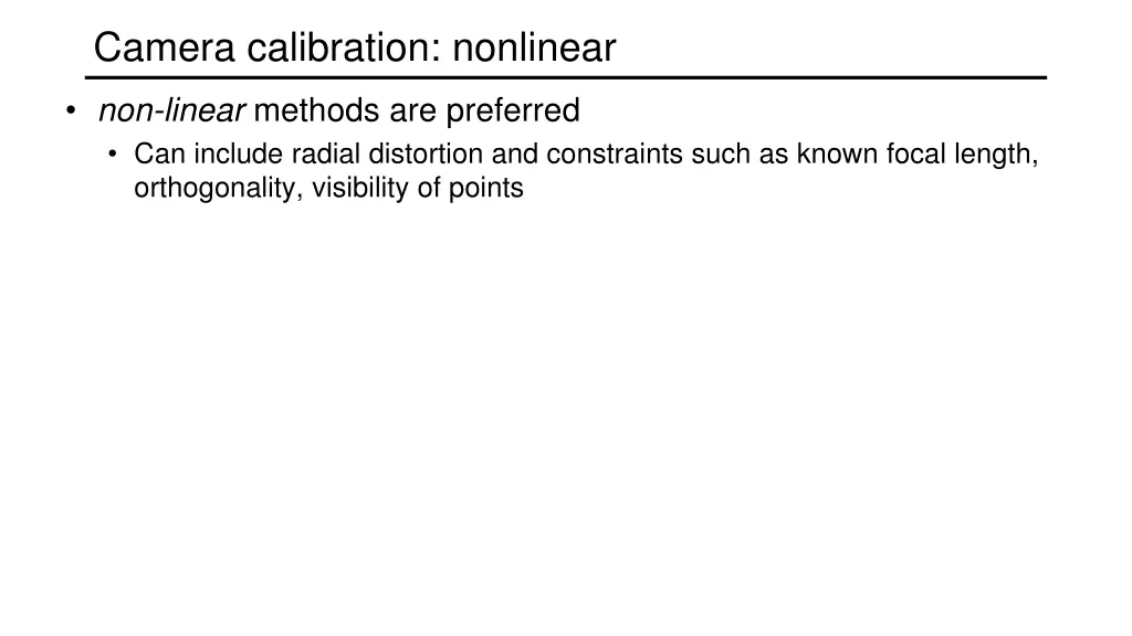 camera calibration nonlinear