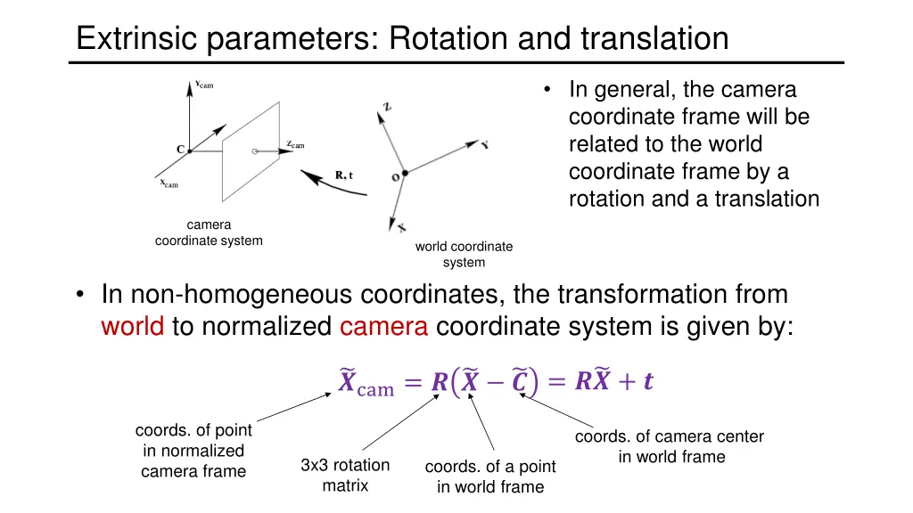 extrinsic parameters rotation and translation 1
