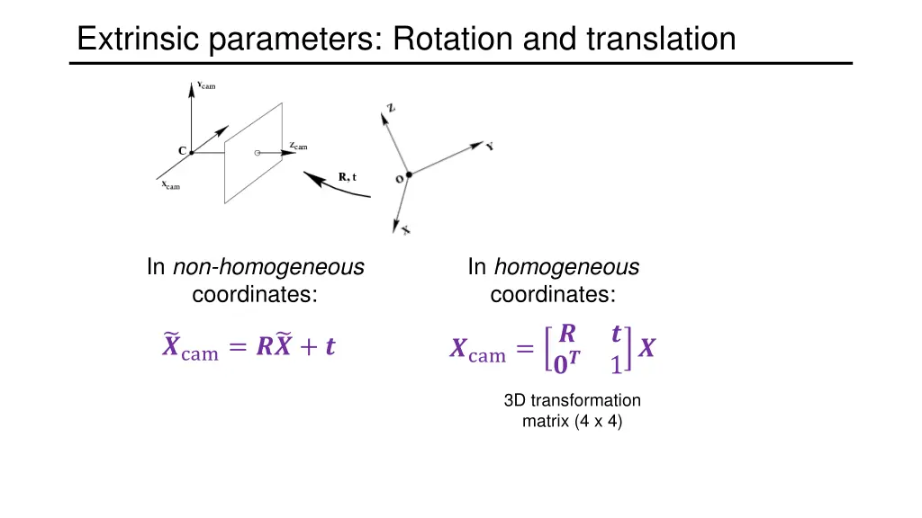 extrinsic parameters rotation and translation 3
