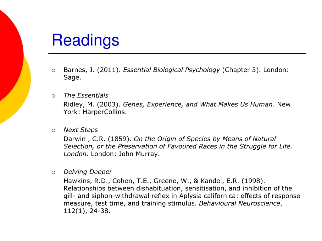 readings