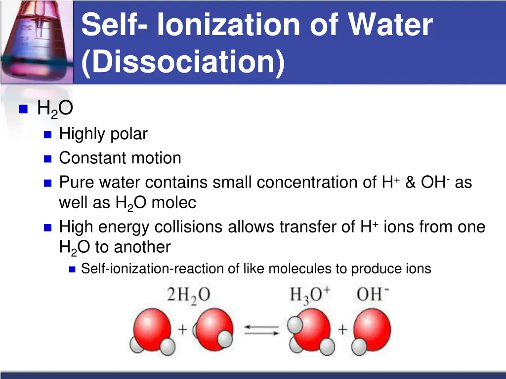 self ionization of water dissociation