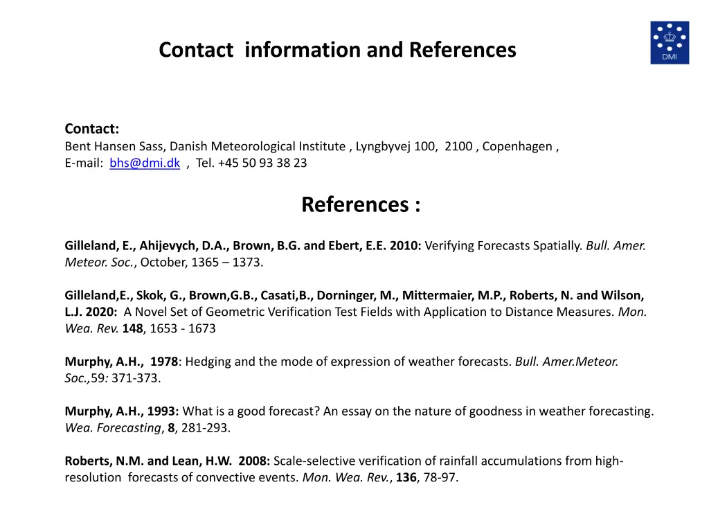 contact information and references