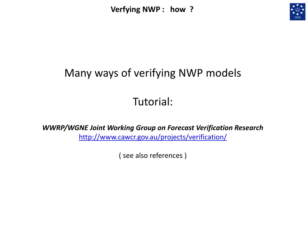 verfying nwp how