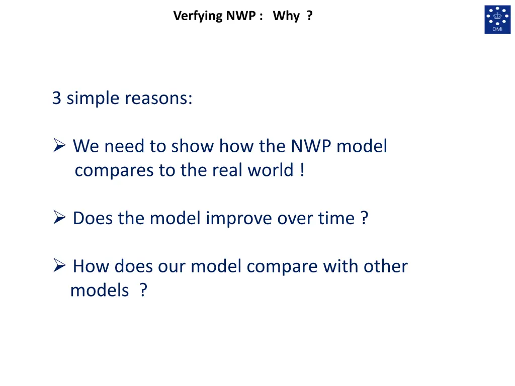verfying nwp why