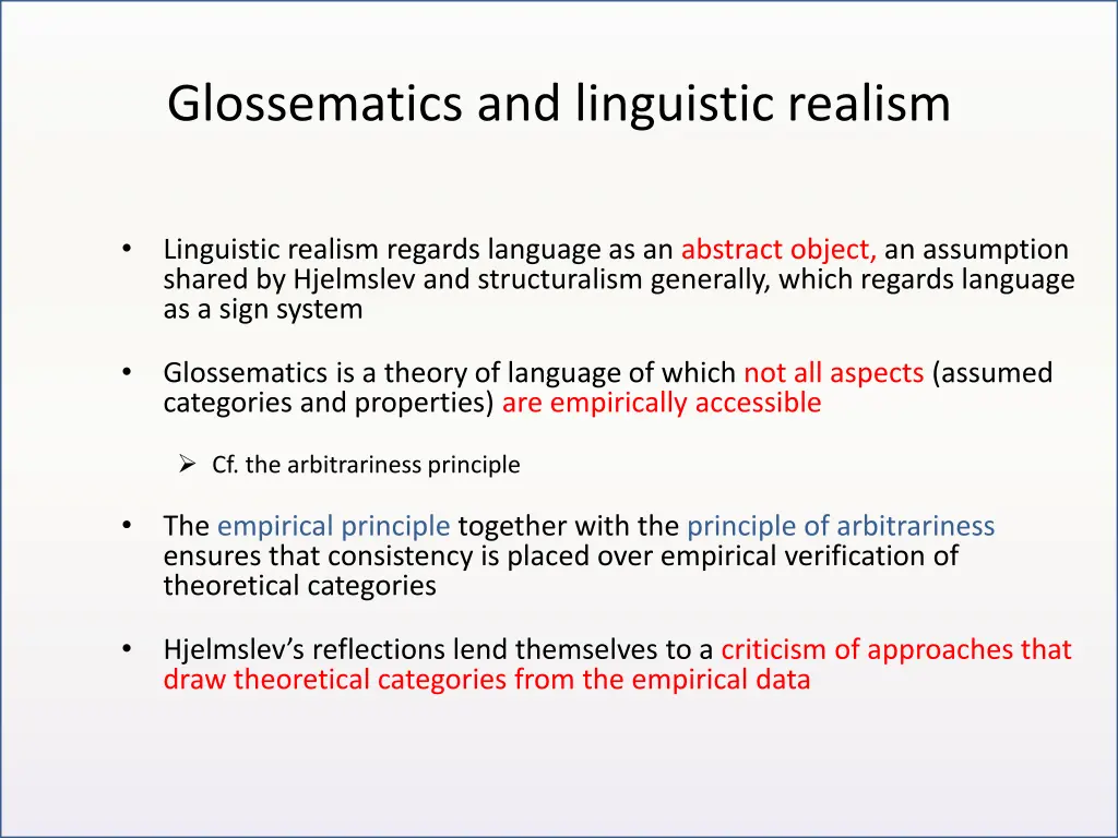 glossematics and linguistic realism 1