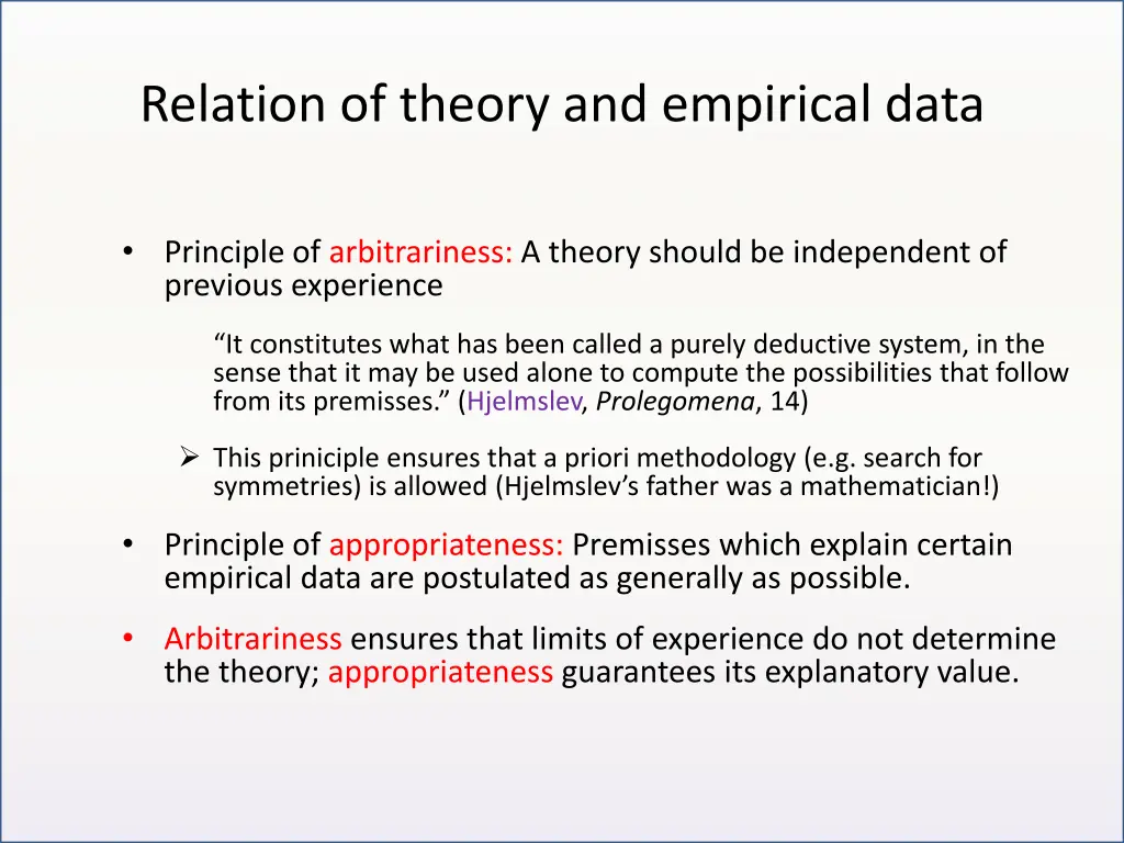relation of theory and empirical data