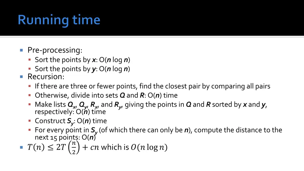 pre processing sort the points