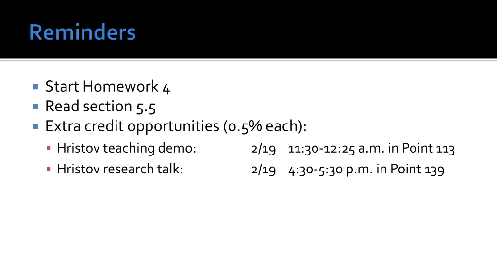 start homework 4 read section 5 5 extra credit