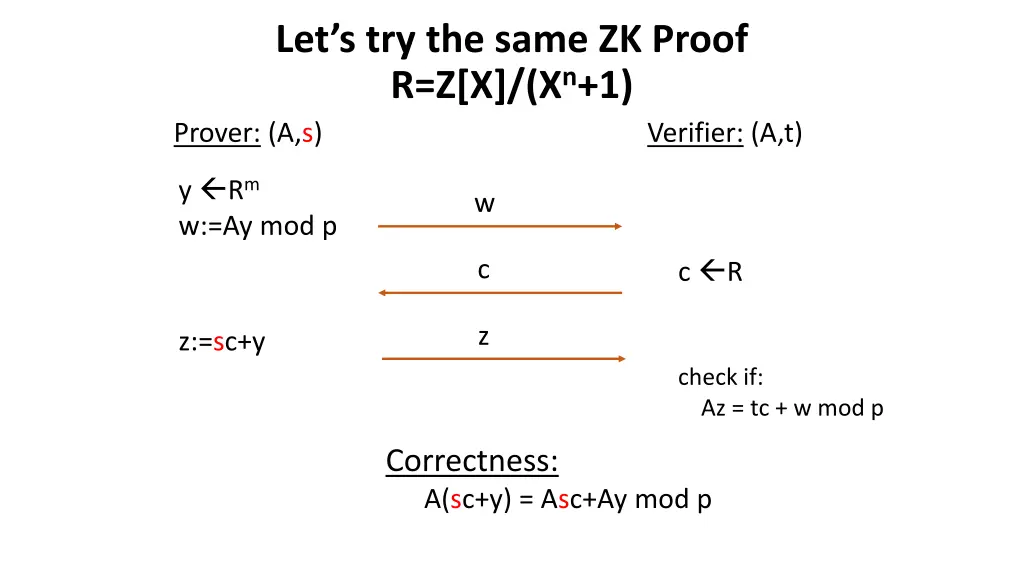 let s try the same zk proof r z x x n 1 prover a s