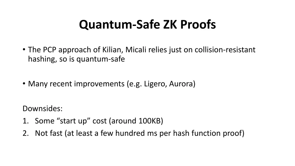 quantum safe zk proofs