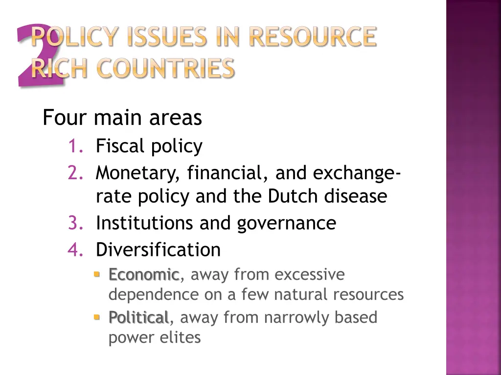 policy issues in resource rich countries