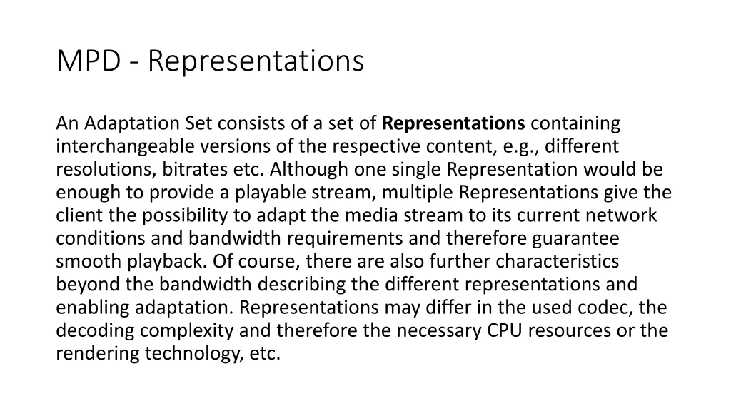mpd representations