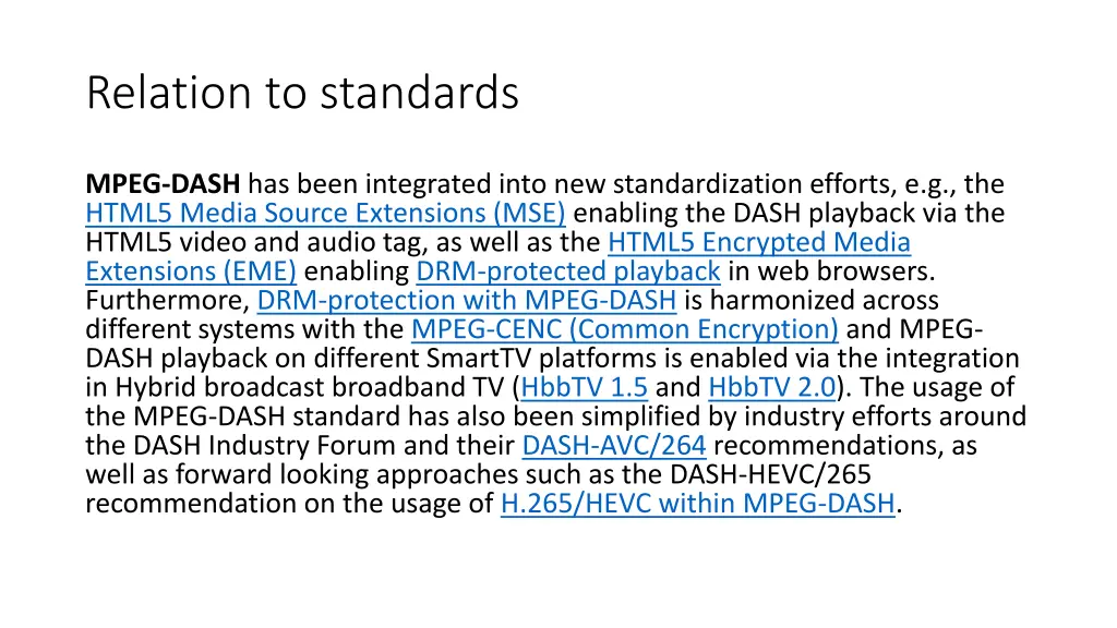 relation to standards