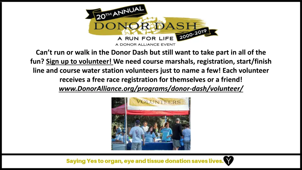 can t run or walk in the donor dash but still