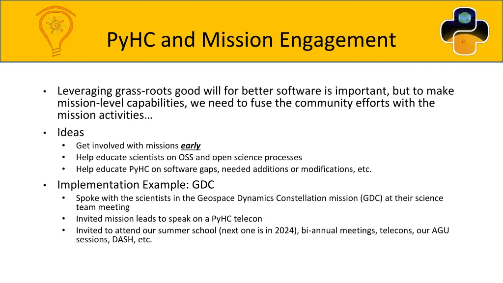 pyhc and mission engagement