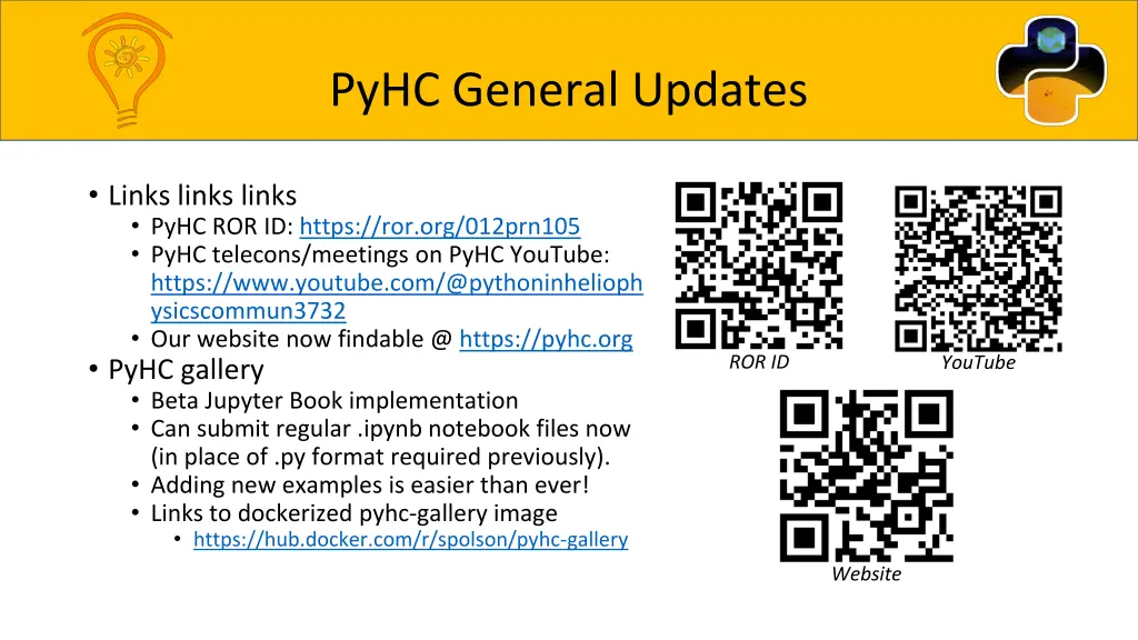pyhc general updates