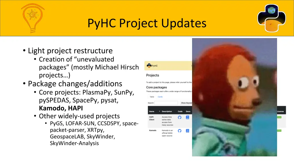 pyhc project updates