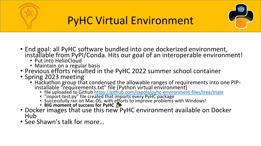 pyhc virtual environment