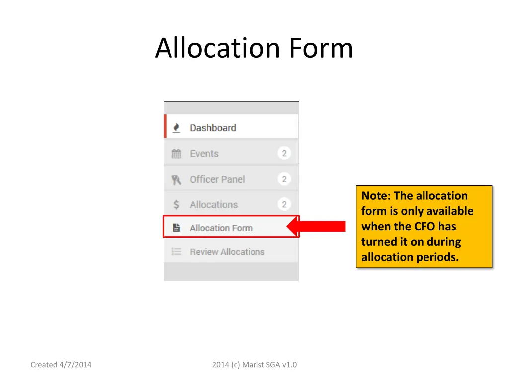 allocation form