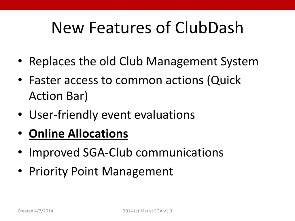 new features of clubdash