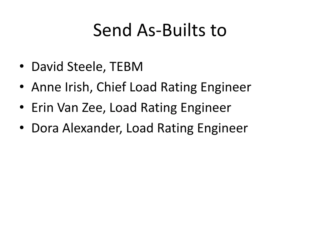 send as builts to