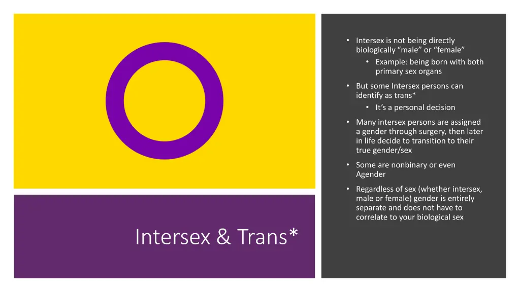 intersex is not being directly biologically male