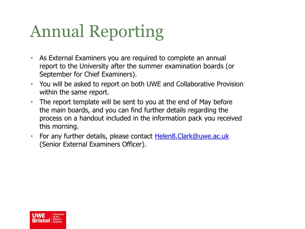 annual reporting
