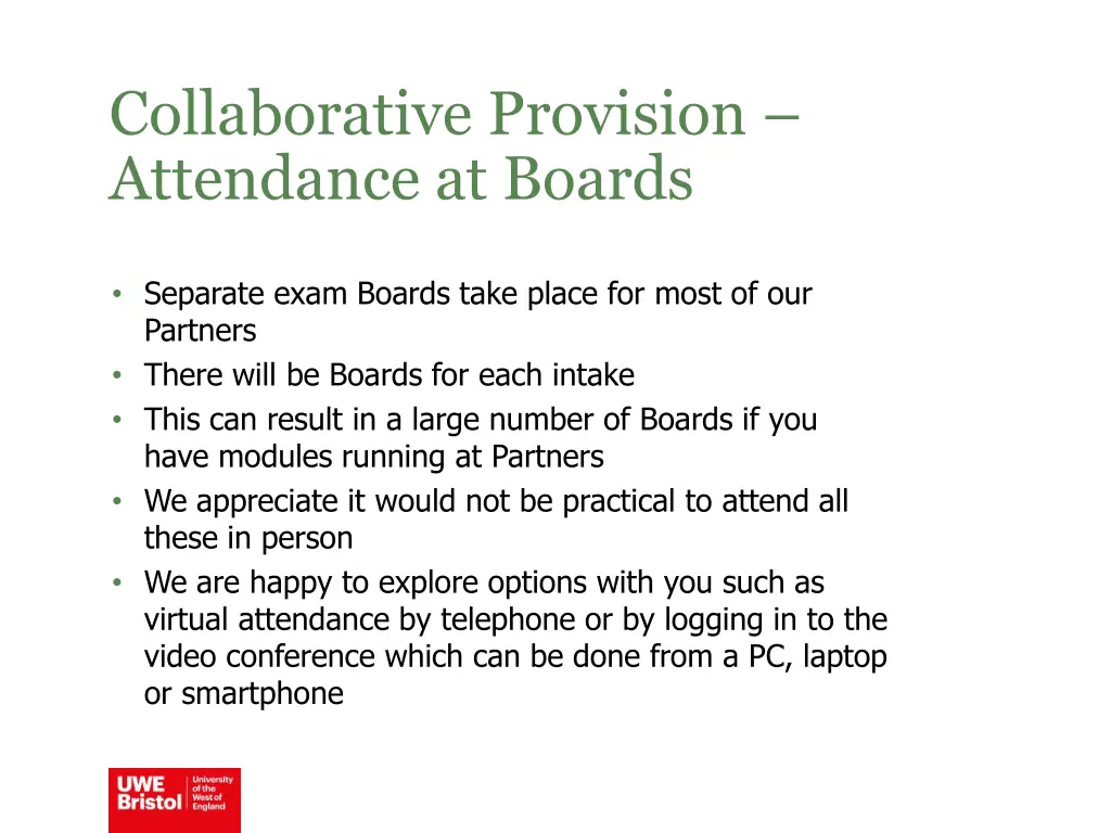 collaborative provision attendance at boards