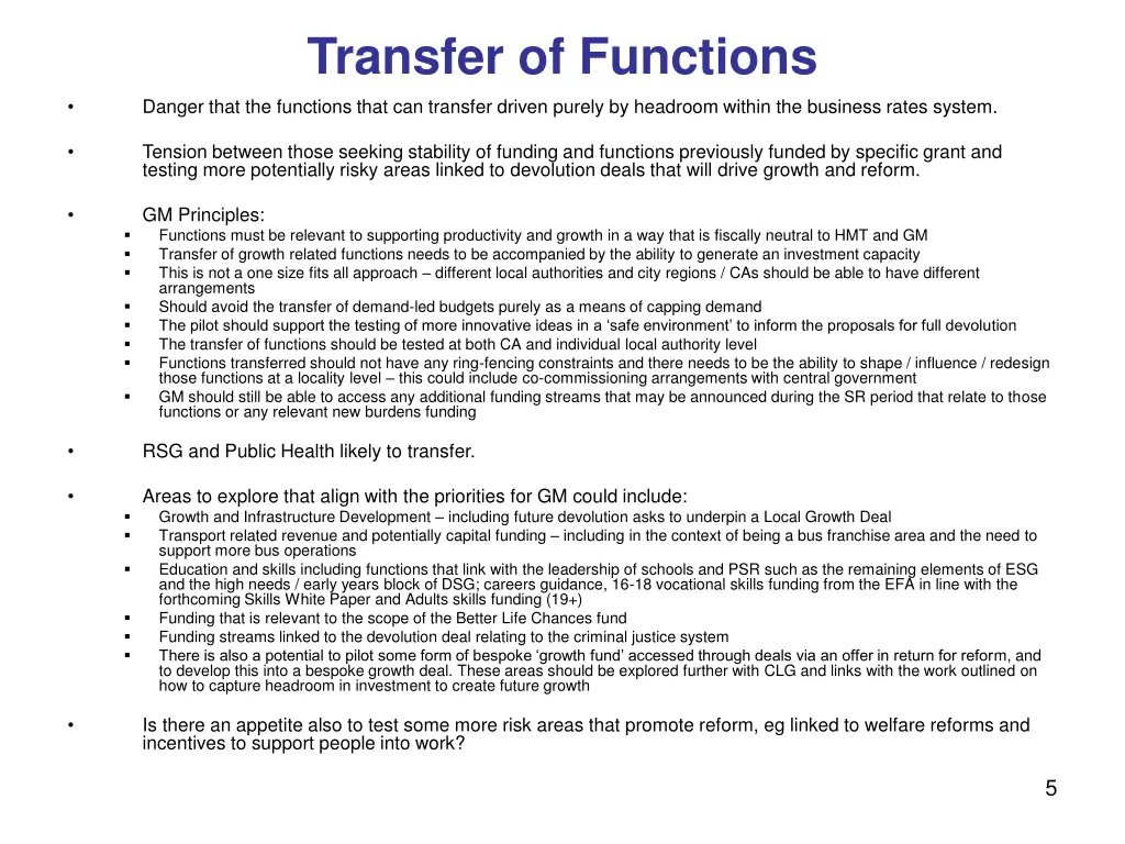 transfer of functions