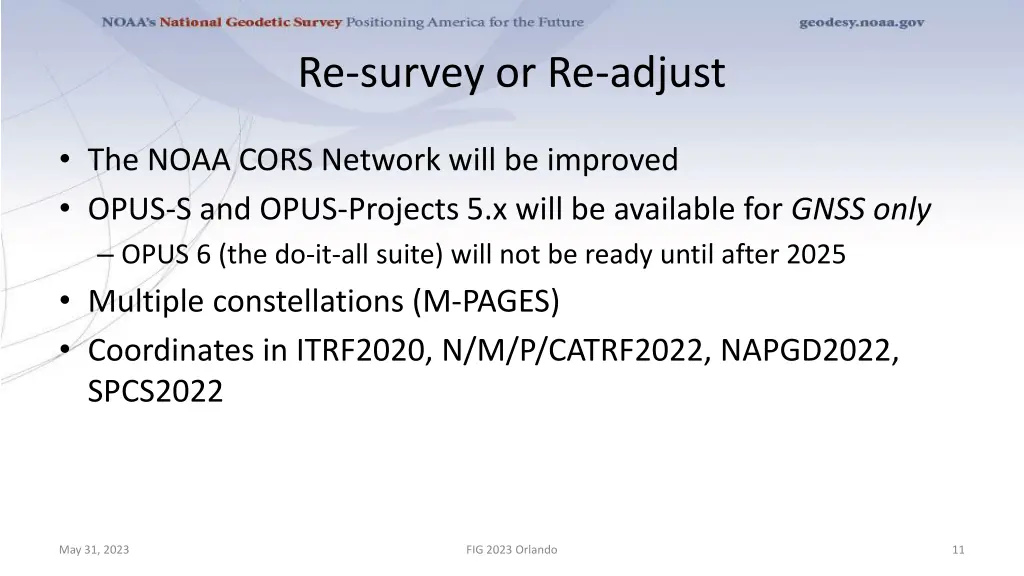 re survey or re adjust