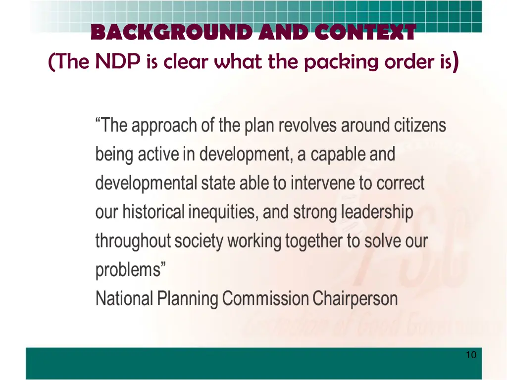 background and context the ndp is clear what