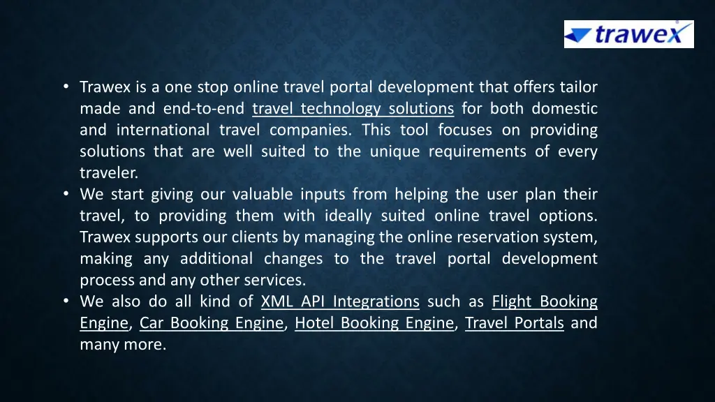 trawex is a one stop online travel portal