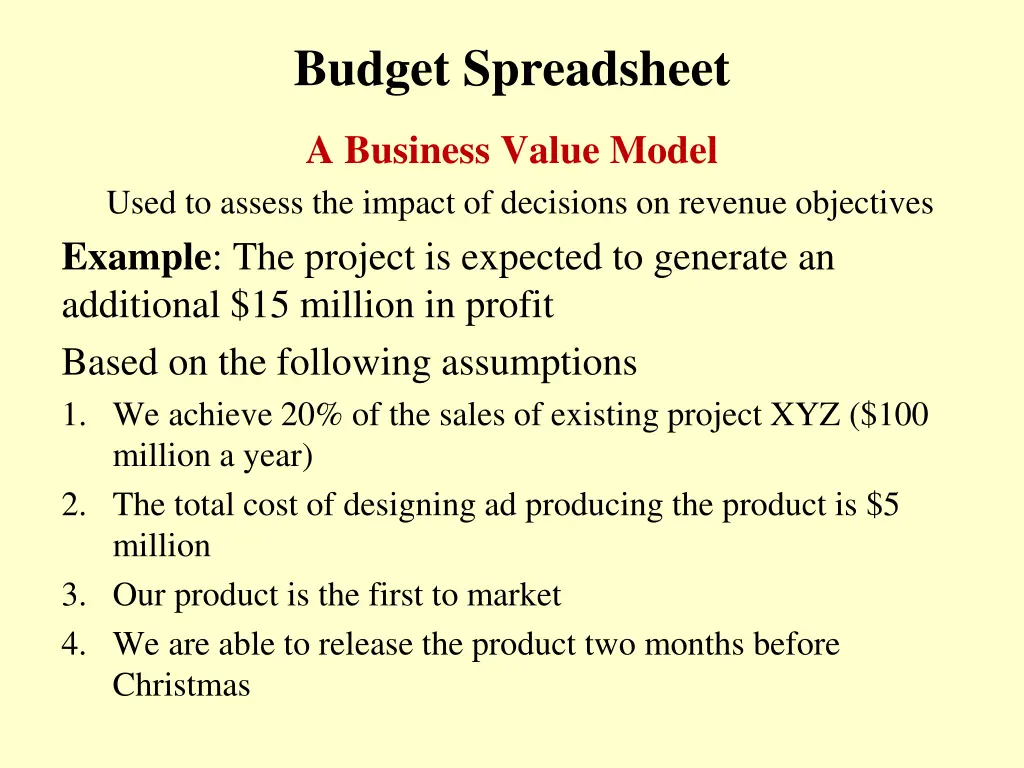 budget spreadsheet