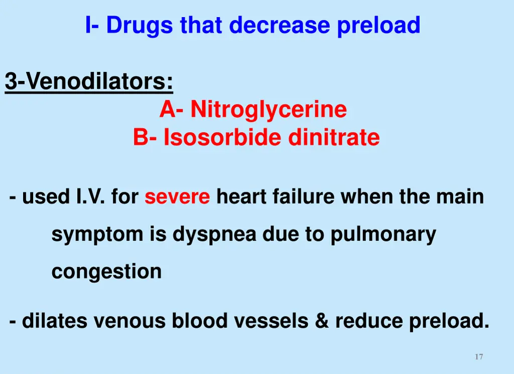 i drugs that decrease preload 2