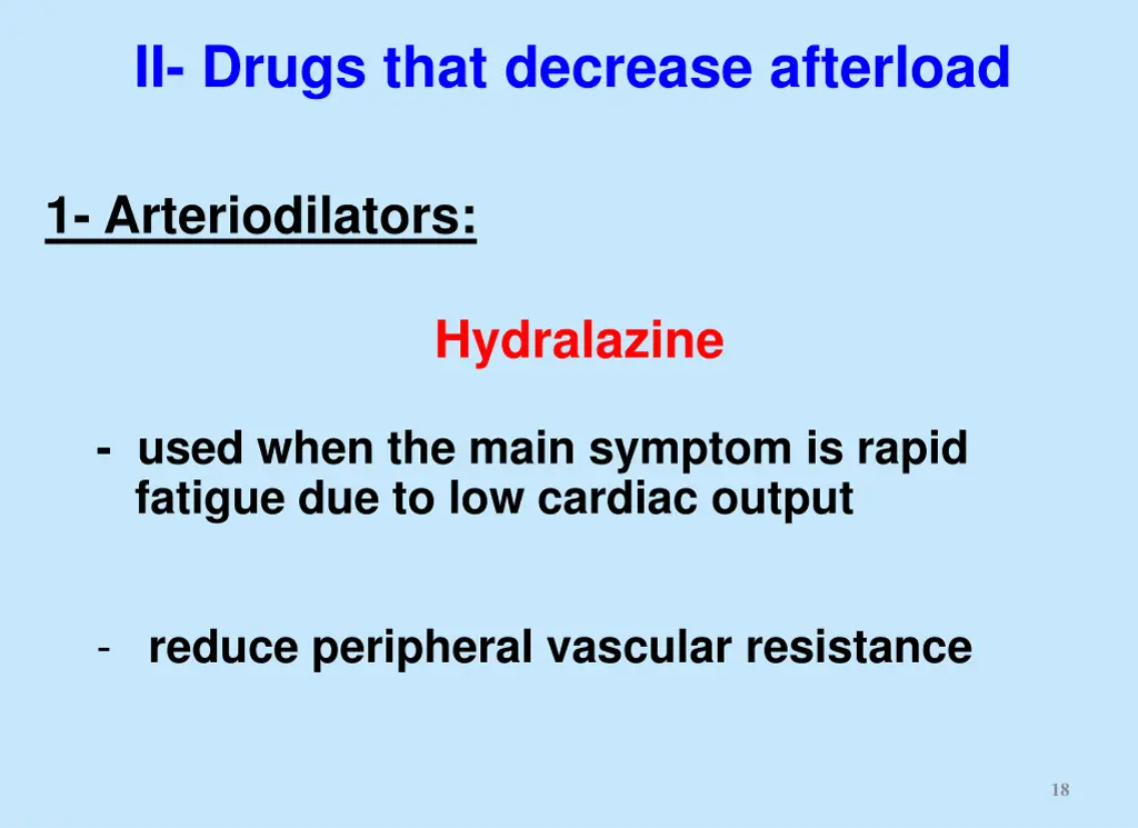 ii drugs that decrease afterload