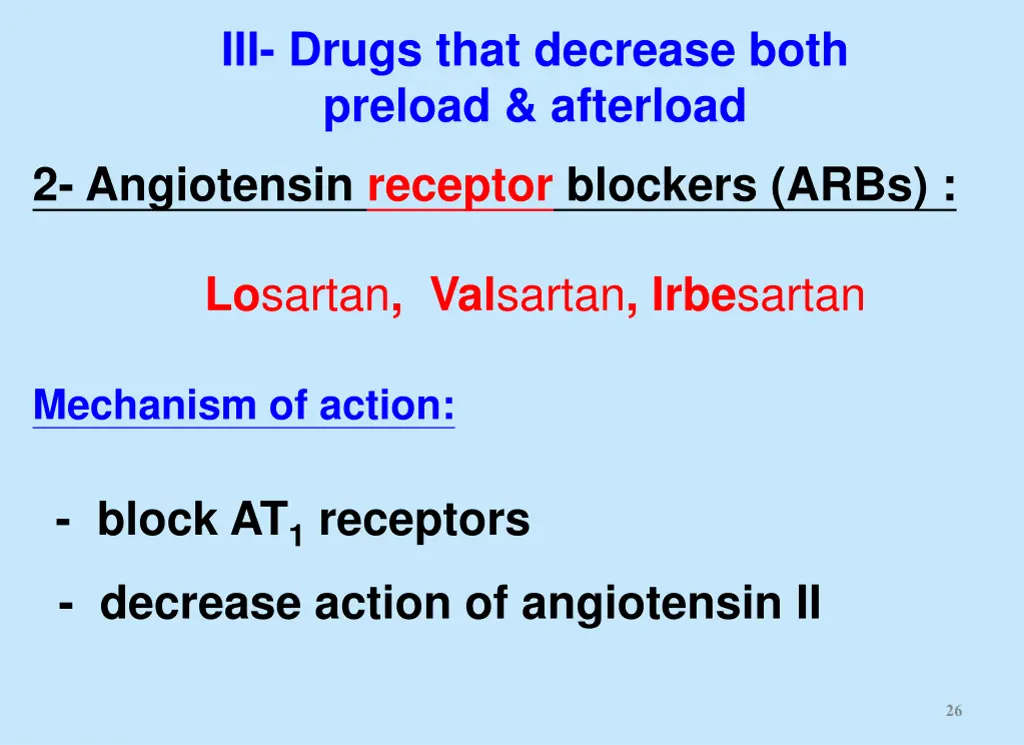 iii drugs that decrease both preload afterload 1