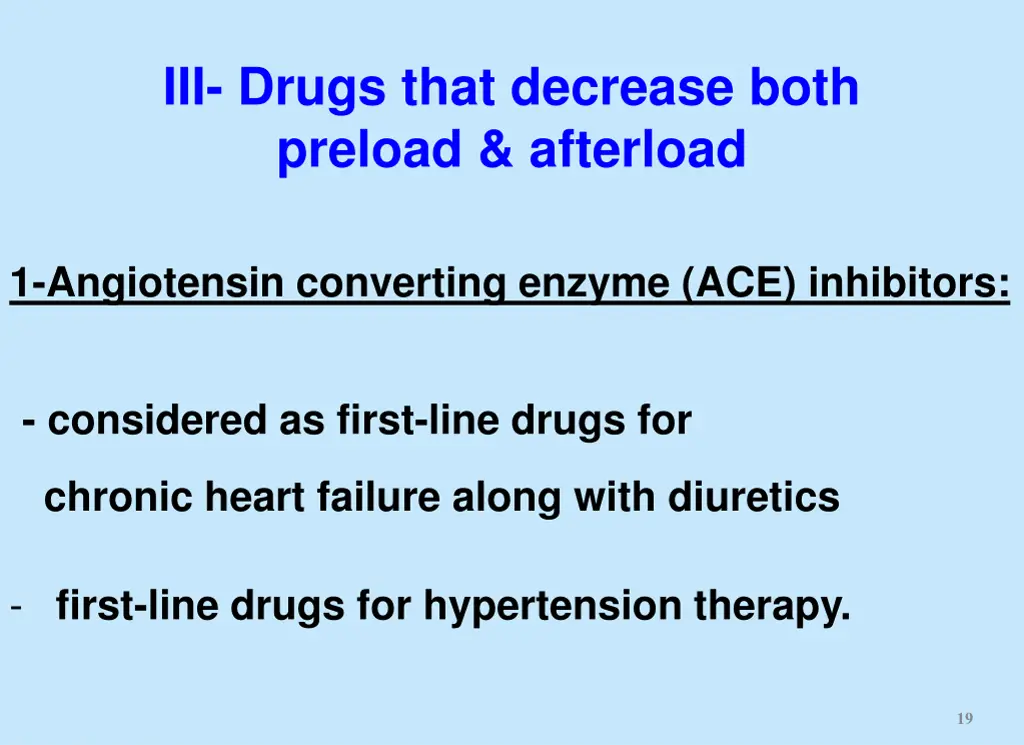 iii drugs that decrease both preload afterload