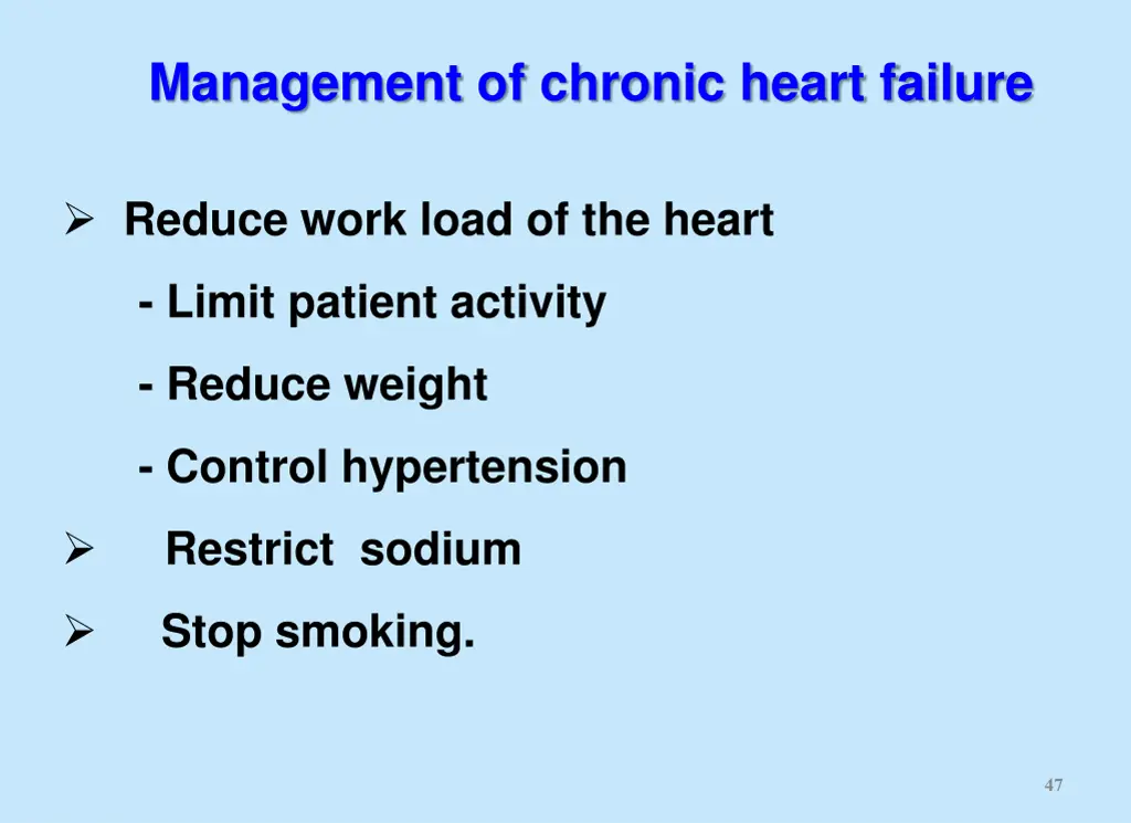 management of chronic heart failure