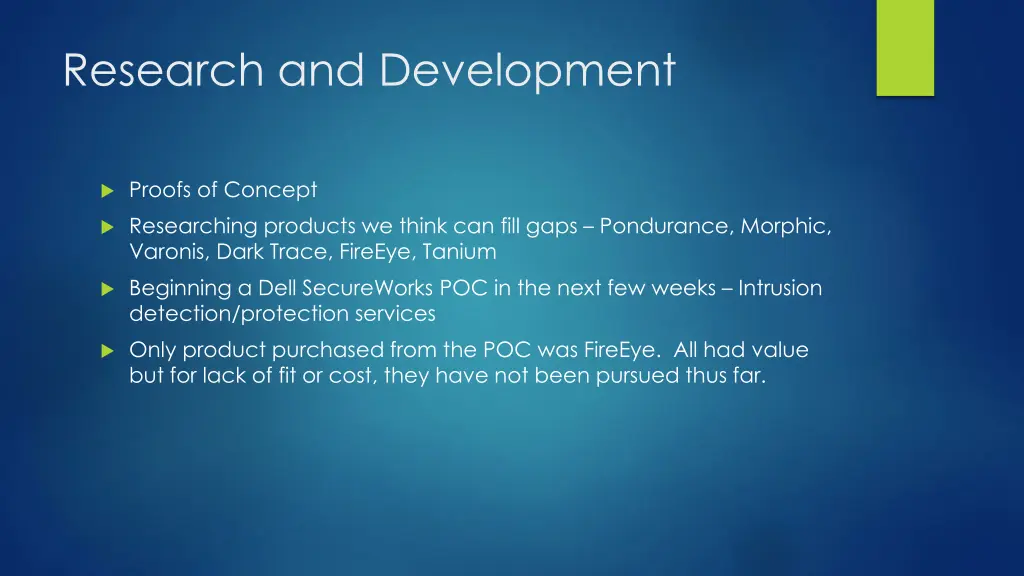 research and development