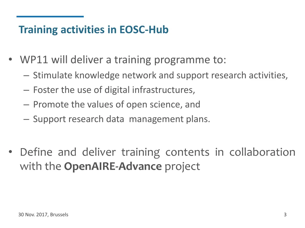 training activities in eosc hub
