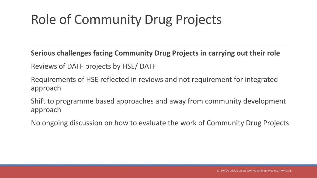 role of community drug projects