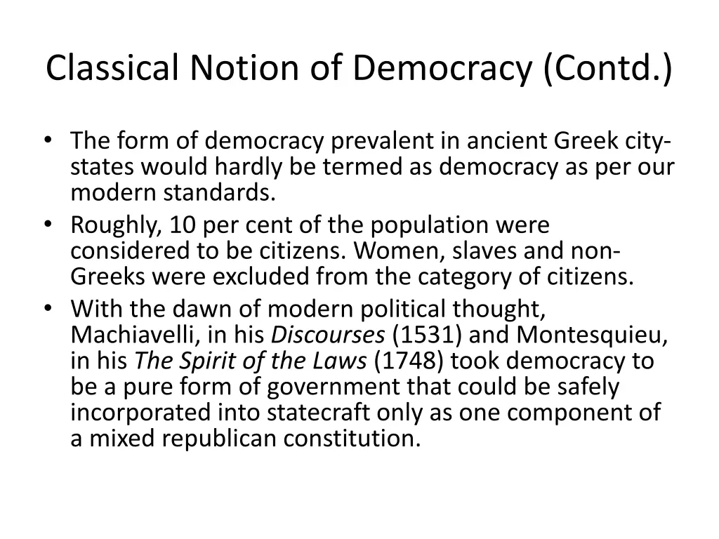 classical notion of democracy contd 1