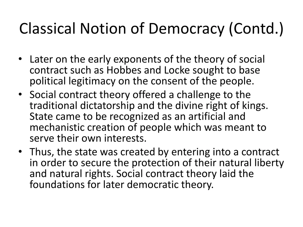 classical notion of democracy contd 2