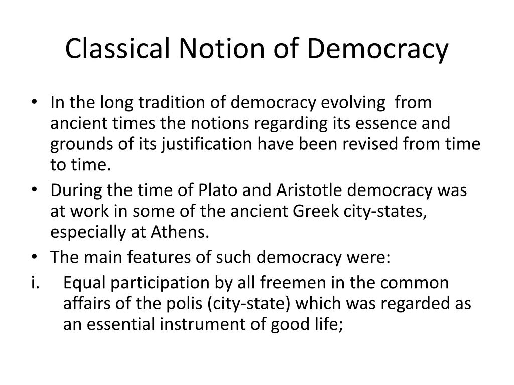 classical notion of democracy