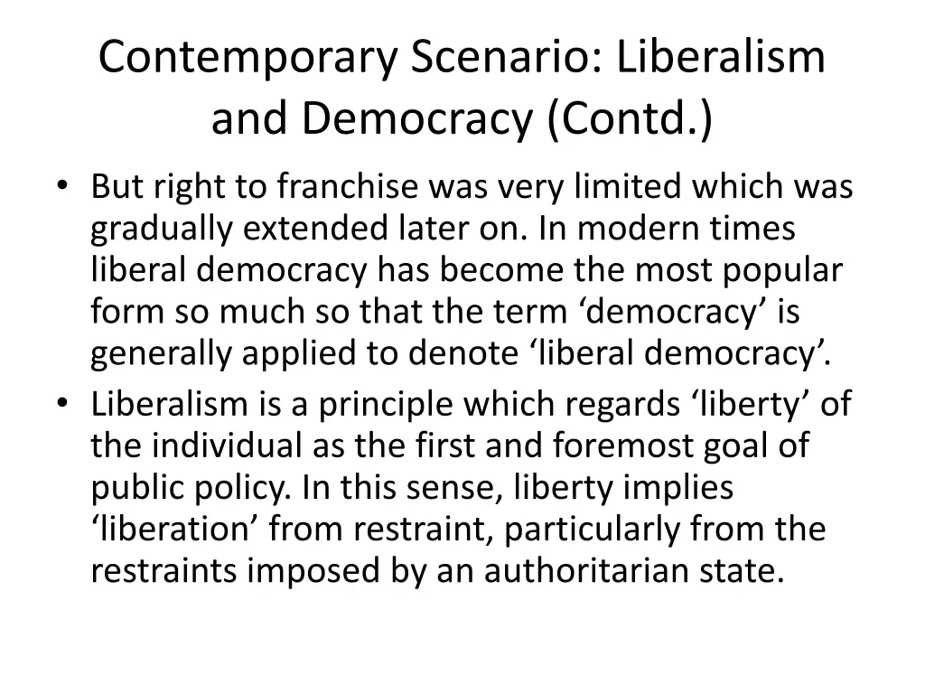 contemporary scenario liberalism and democracy 1