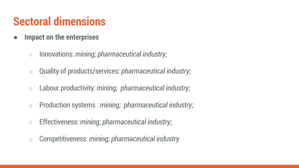sectoral dimensions impact on the enterprises