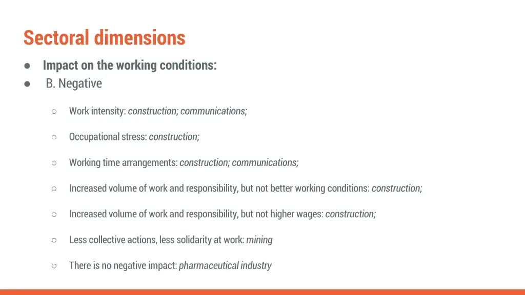 sectoral dimensions impact on the working 1