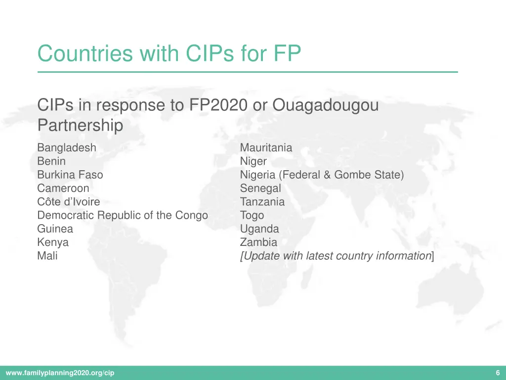 countries with cips for fp