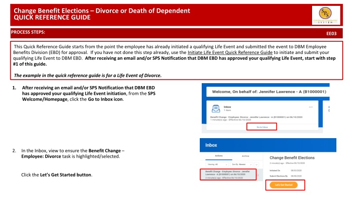 change benefit elections divorce or death