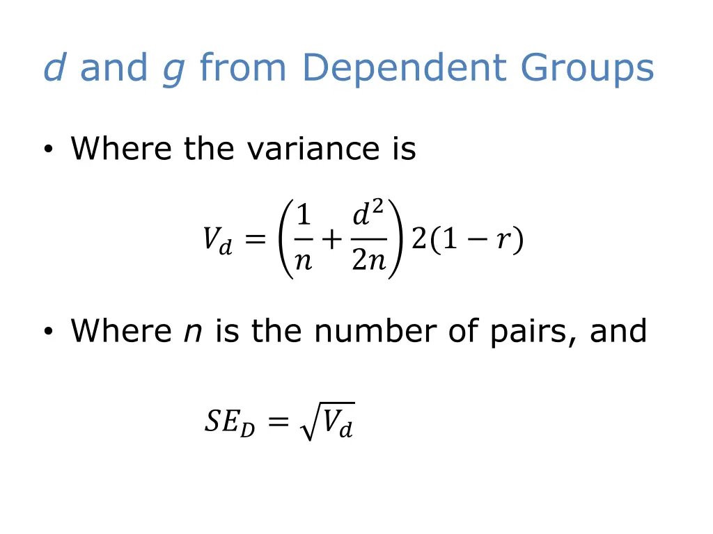 d and g from dependent groups 2